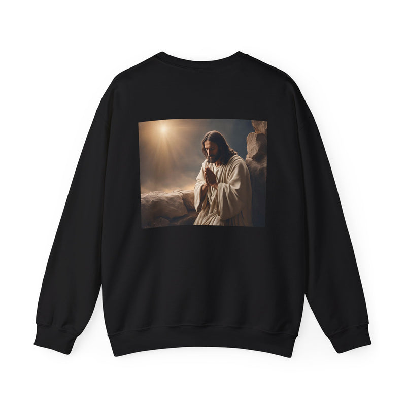Holy Threads "Jesus Praying" Sweatshirt - Christian Crewneck | Faith-Based Apparel | Religious Streetwear for Believers