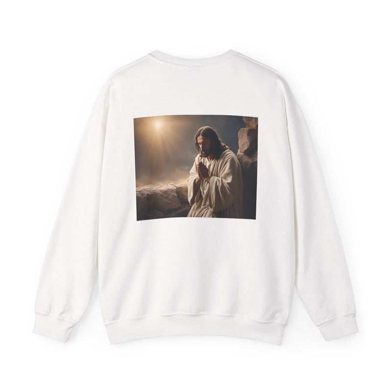 Holy Threads "Jesus Praying" Sweatshirt - Christian Crewneck | Faith-Based Apparel | Religious Streetwear for Believers