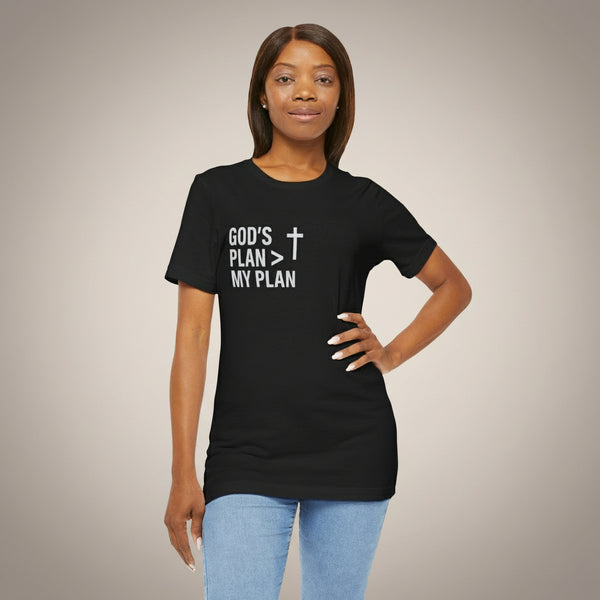 God’s Plan > My Plan T-Shirt — Isaiah 54:17 Angel Faith Tee