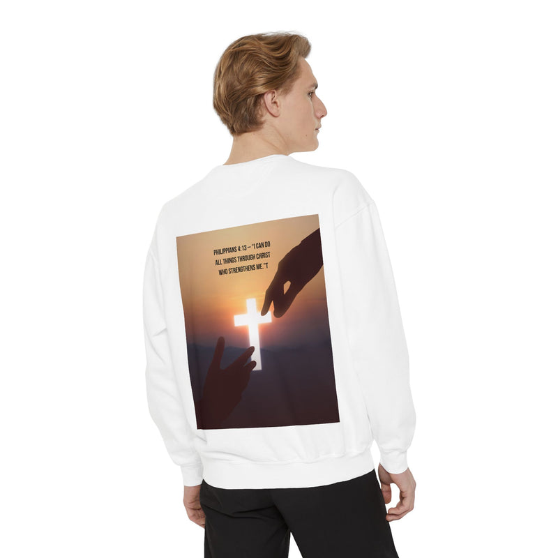 “Faith Over Fear” Praying Hands & Philippians 4:13 Sweatshirt