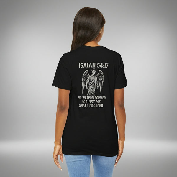 God’s Plan > My Plan T-Shirt — Isaiah 54:17 Angel Faith Tee