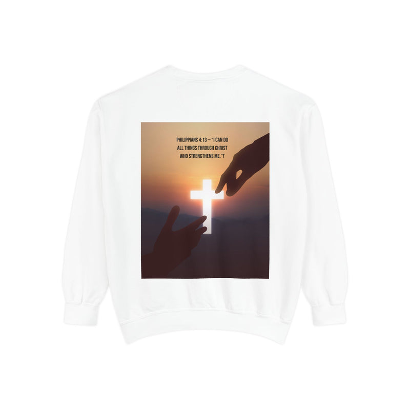 “Faith Over Fear” Praying Hands & Philippians 4:13 Sweatshirt