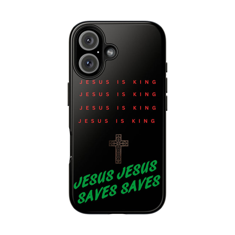 Jesus Is King Phone Case – Christian “Jesus Saves” Protective Cover