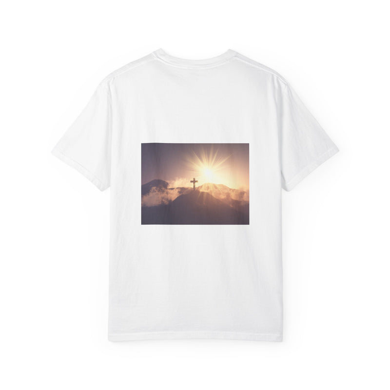 Sunrise Cross T-Shirt – Christian Faith Tee with Jesus Carrying the Cross