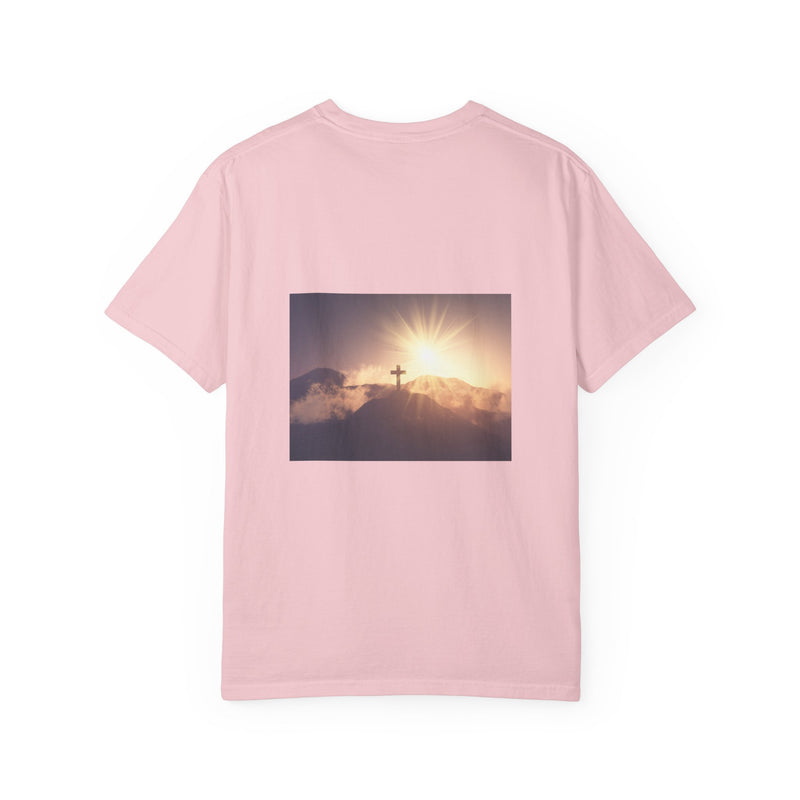 Sunrise Cross T-Shirt – Christian Faith Tee with Jesus Carrying the Cross