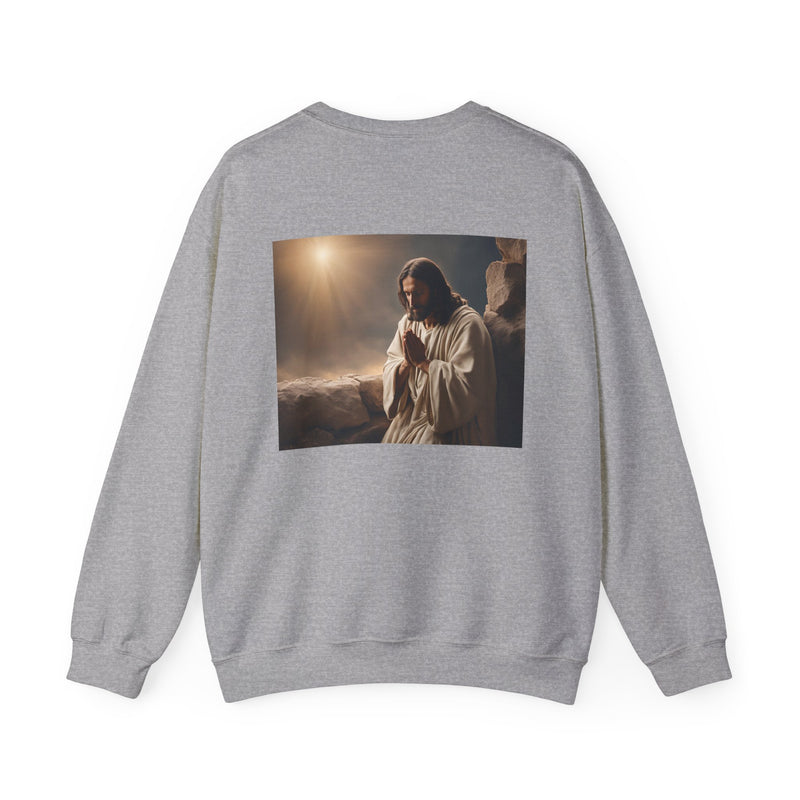 Holy Threads "Jesus Praying" Sweatshirt - Christian Crewneck | Faith-Based Apparel | Religious Streetwear for Believers