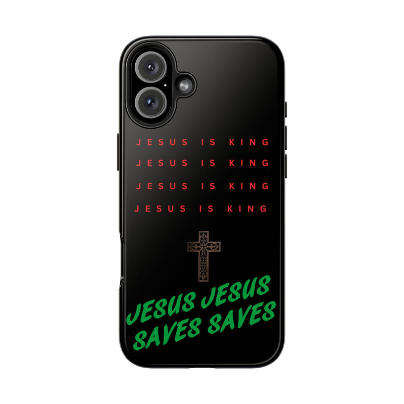 Jesus Is King Phone Case – Christian “Jesus Saves” Protective Cover