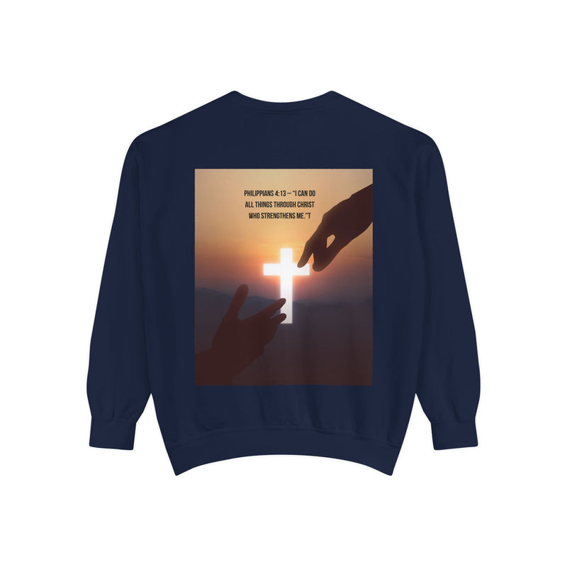 “Faith Over Fear” Praying Hands & Philippians 4:13 Sweatshirt