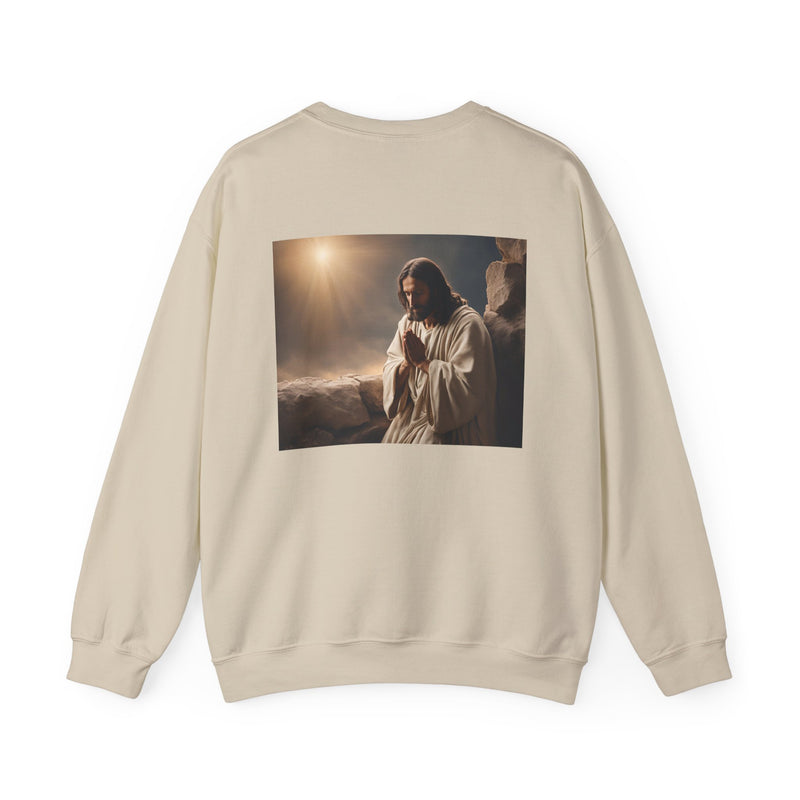 Holy Threads "Jesus Praying" Sweatshirt - Christian Crewneck | Faith-Based Apparel | Religious Streetwear for Believers