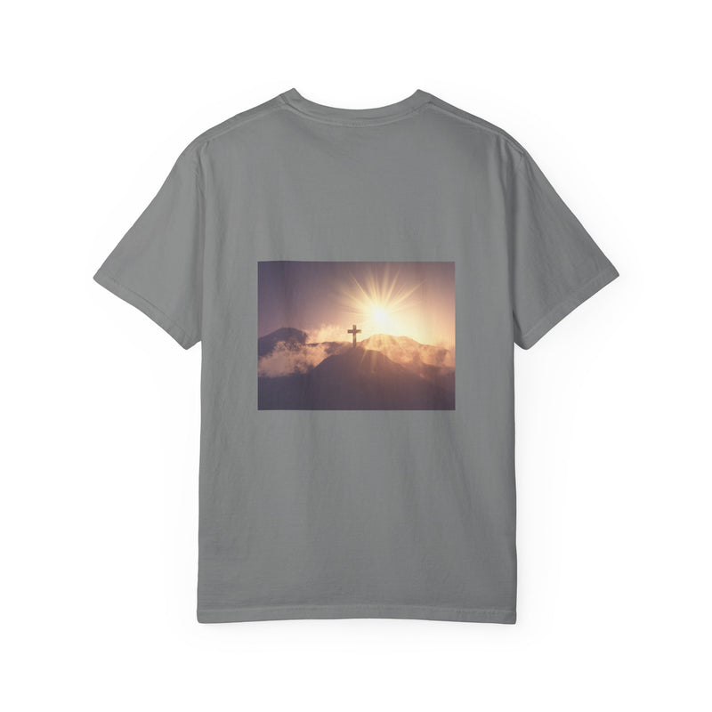 Sunrise Cross T-Shirt – Christian Faith Tee with Jesus Carrying the Cross
