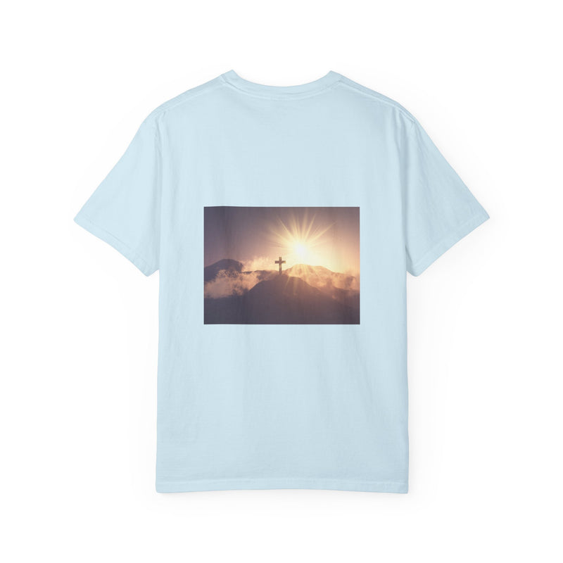 Sunrise Cross T-Shirt – Christian Faith Tee with Jesus Carrying the Cross