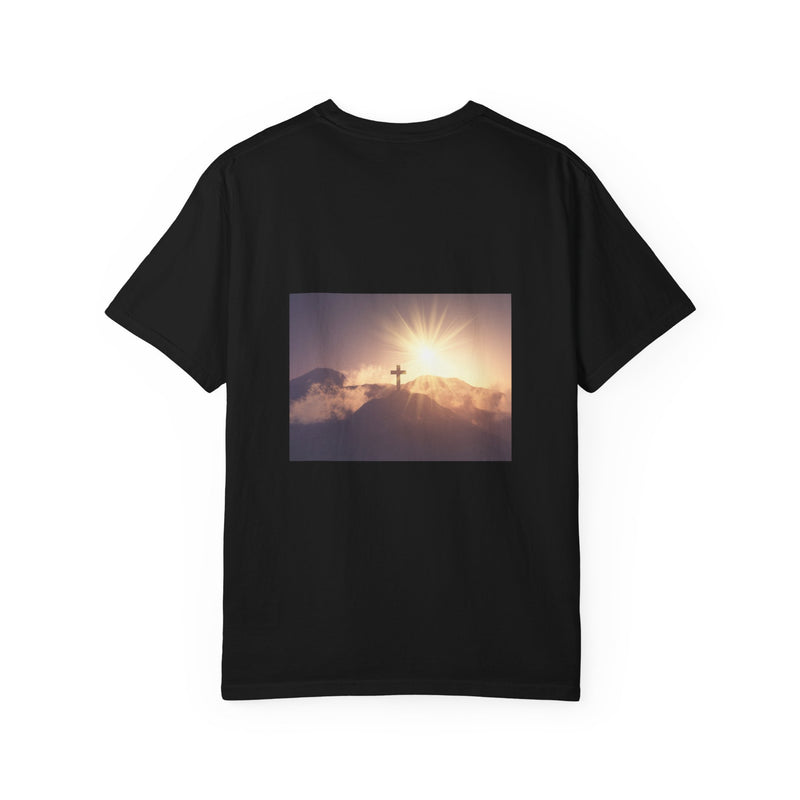 Sunrise Cross T-Shirt – Christian Faith Tee with Jesus Carrying the Cross